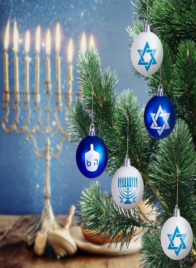 LFUTARI 12pcs 2 inch Hanukkah Ball Ornaments,Star of David Hanukkah Ornament Balls,White and Blue Jewish Menorah Ornaments for Tree Decorations (Blue) - Image 5
